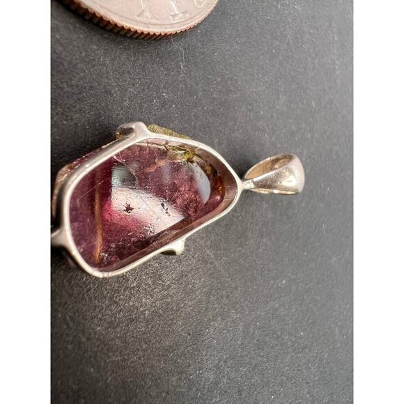 NEW Watermelon tourmaline sterling silver pendant 1.56 grams - Picture 7 of 11